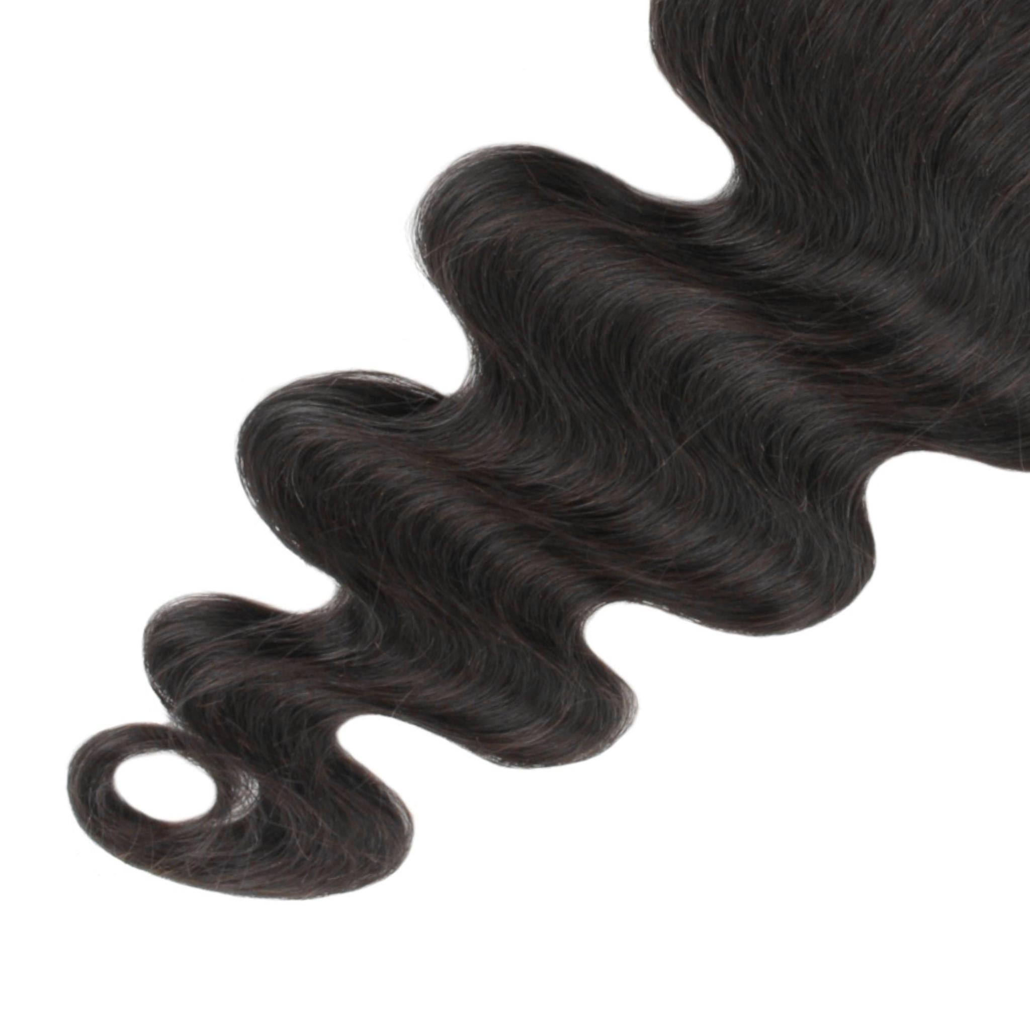 Cierre de cabello humano con encaje transparente 4x4 de onda corporal brasileña
