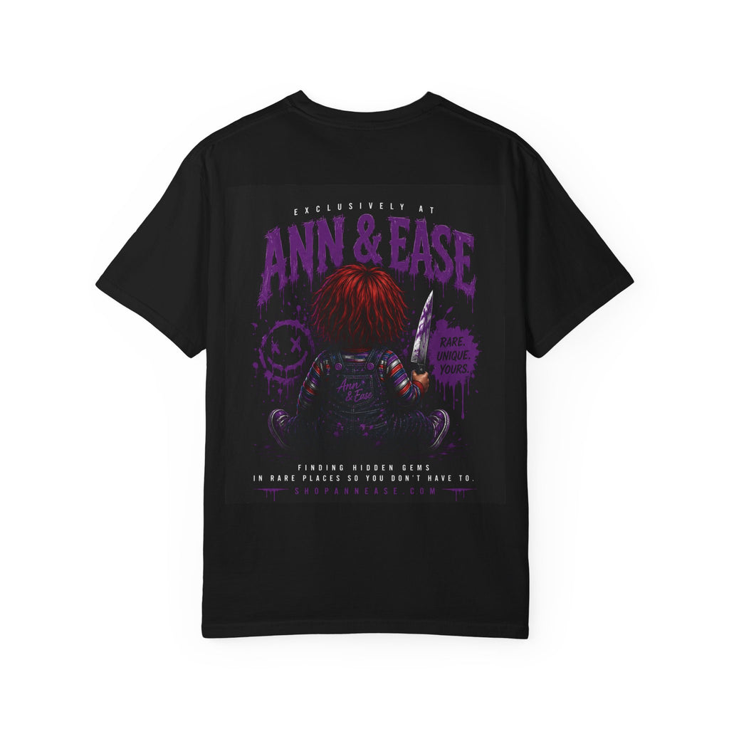 Horror Movie Chucky Graphic T-Shirt — "Ann & Ease" Killer Doll Design