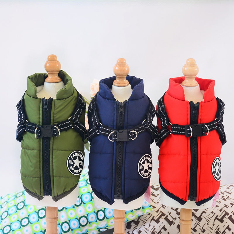 Waterproof Dog Coat with Harness — 7 Colors, Sizes XS–4XL