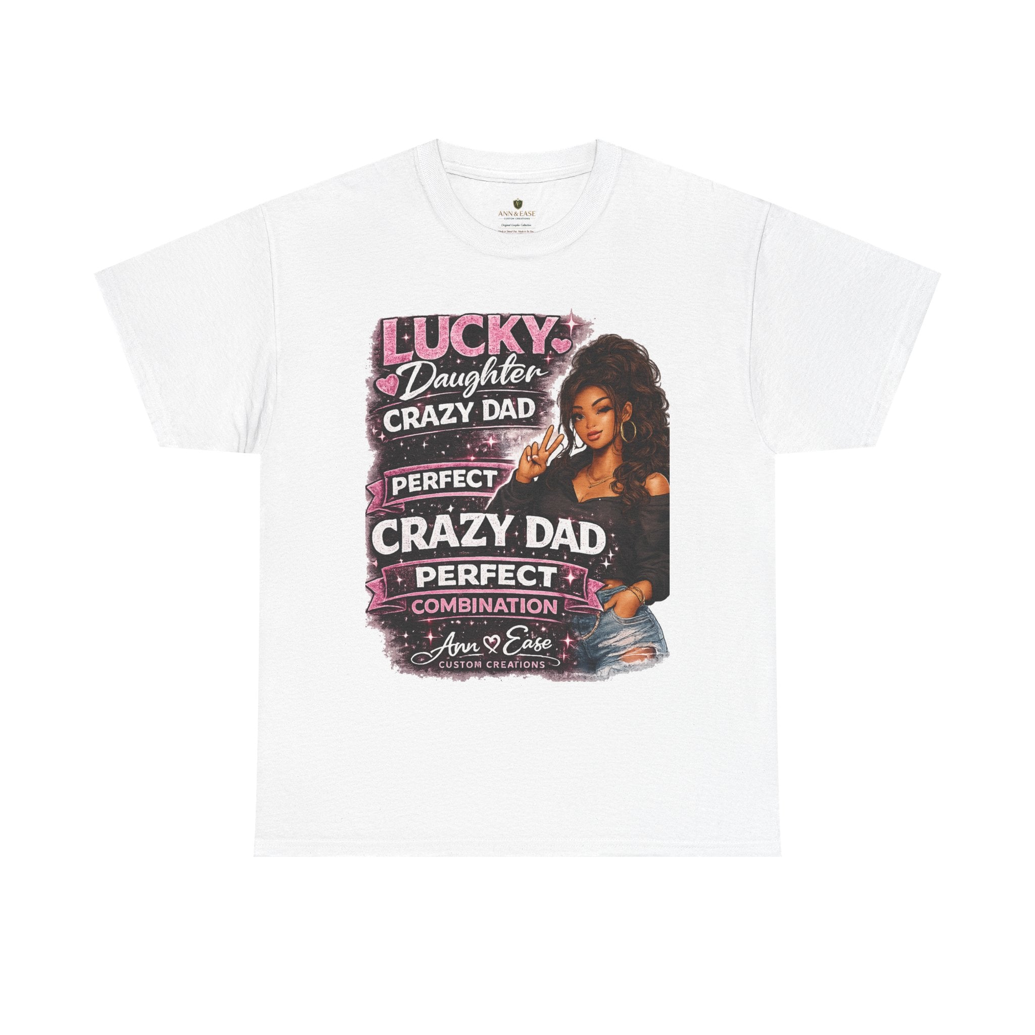T-Shirt — "Lucky Daughter, Crazy Dad" Protective Dad Graphic Tee