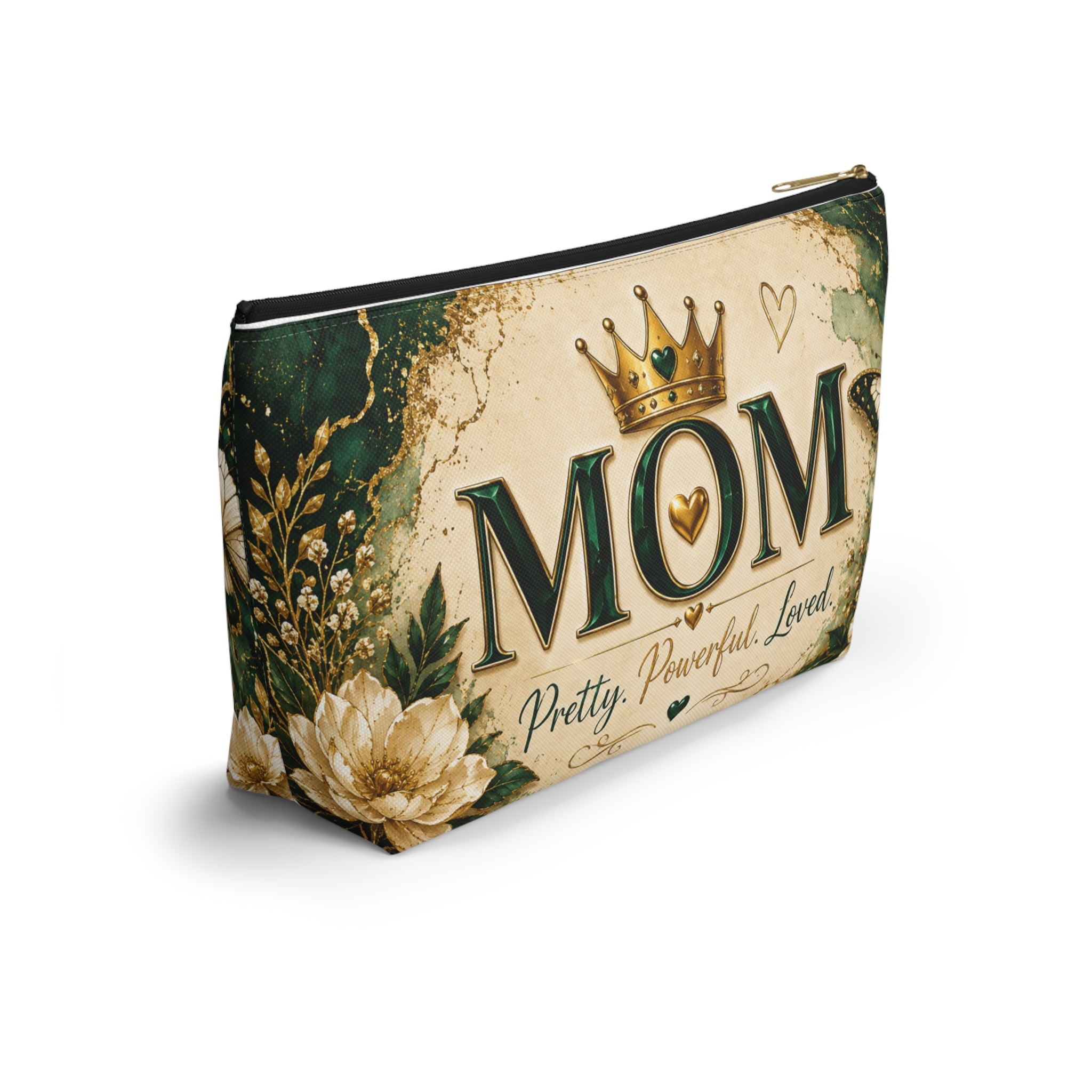 Mom Accessory Pouch — "Pretty. Powerful. Loved." Cosmetic Bag
