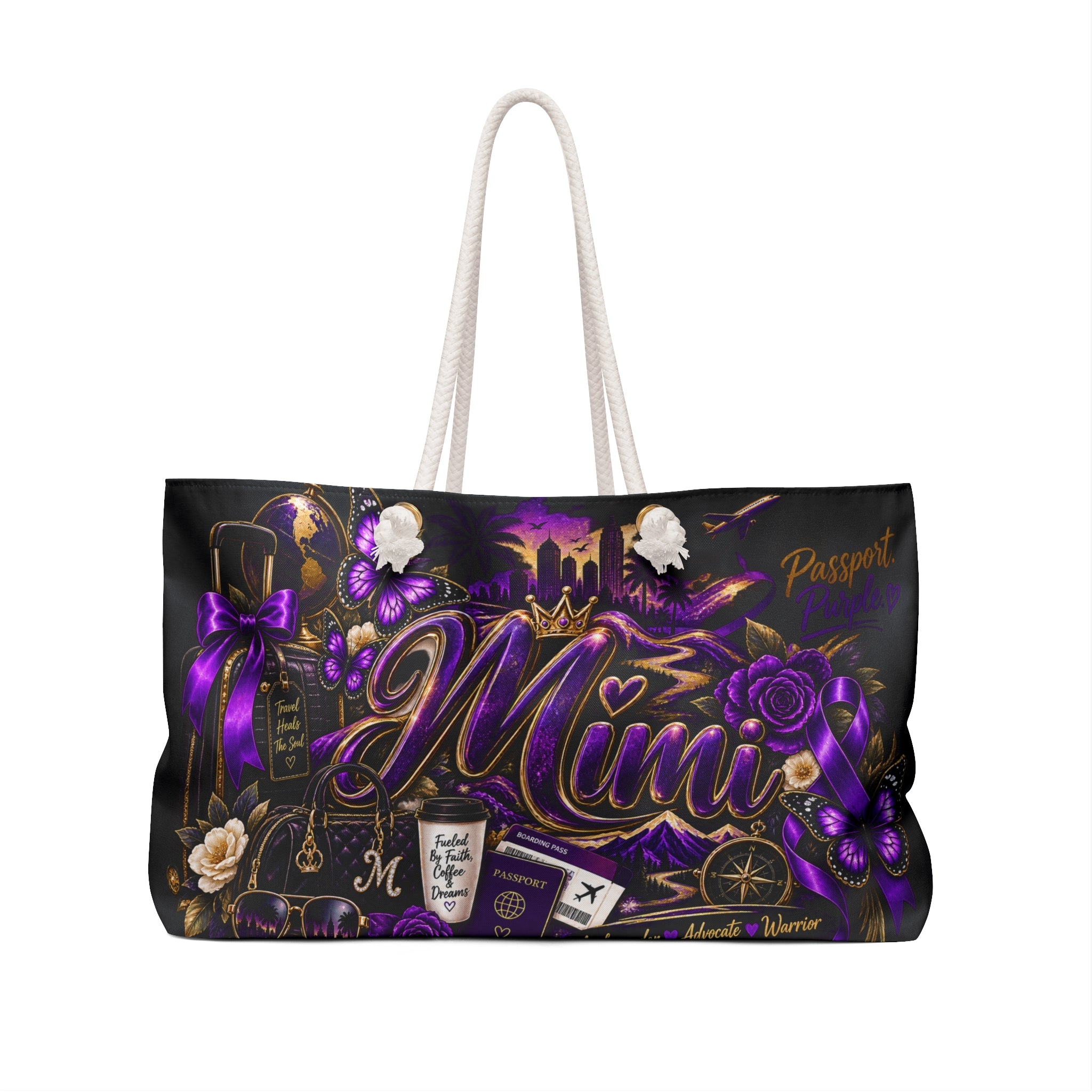 Mimi Travel Weekender Bag — Purple Glam Personalized Overnight Tote
