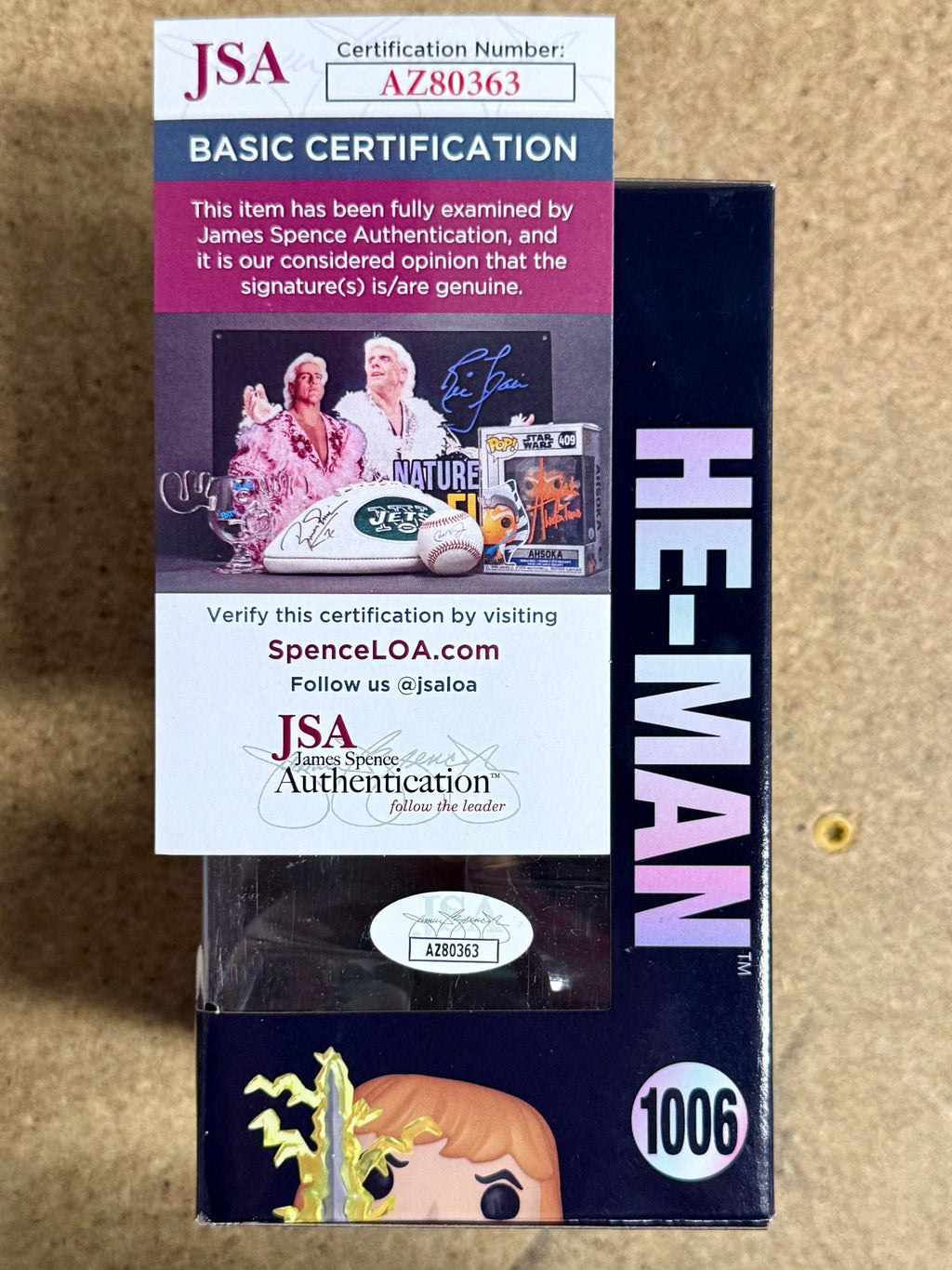 Tom Cook firmó un Funko Pop! #1006 de He-Man Masters Of The Universe con certificado de autenticidad JSA