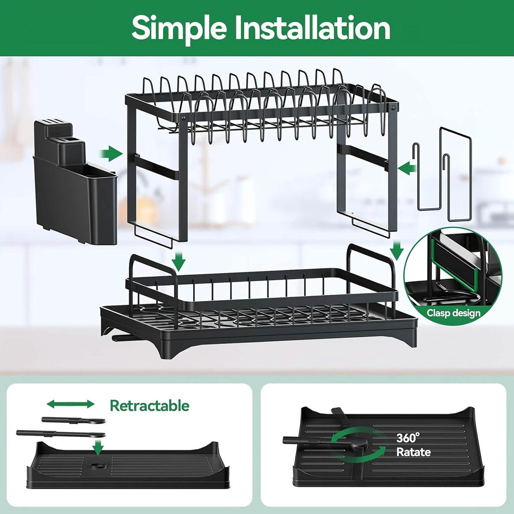 Estante escurreplatos metálico negro – 2 niveles / 3 niveles