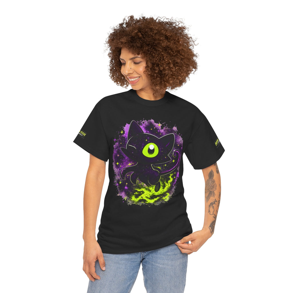 Camiseta Gato del Vacío — Camiseta estampada "Gato del Vacío: No persigo la luz, creo la mía propia"