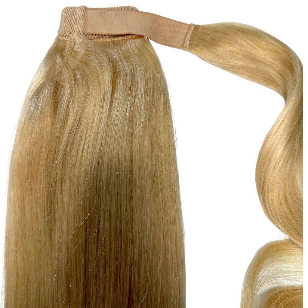 Extensión de coleta de cabello humano 100% rubio platino