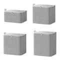 Paquete de 4 bolsas de almacenamiento plegables no tejidas, organizadores de armario, cestas de clasificación de ropa con 2 asas y cremallera a prueba de polvo para ropa de cama, edredones, 30L, 110L, 150L
