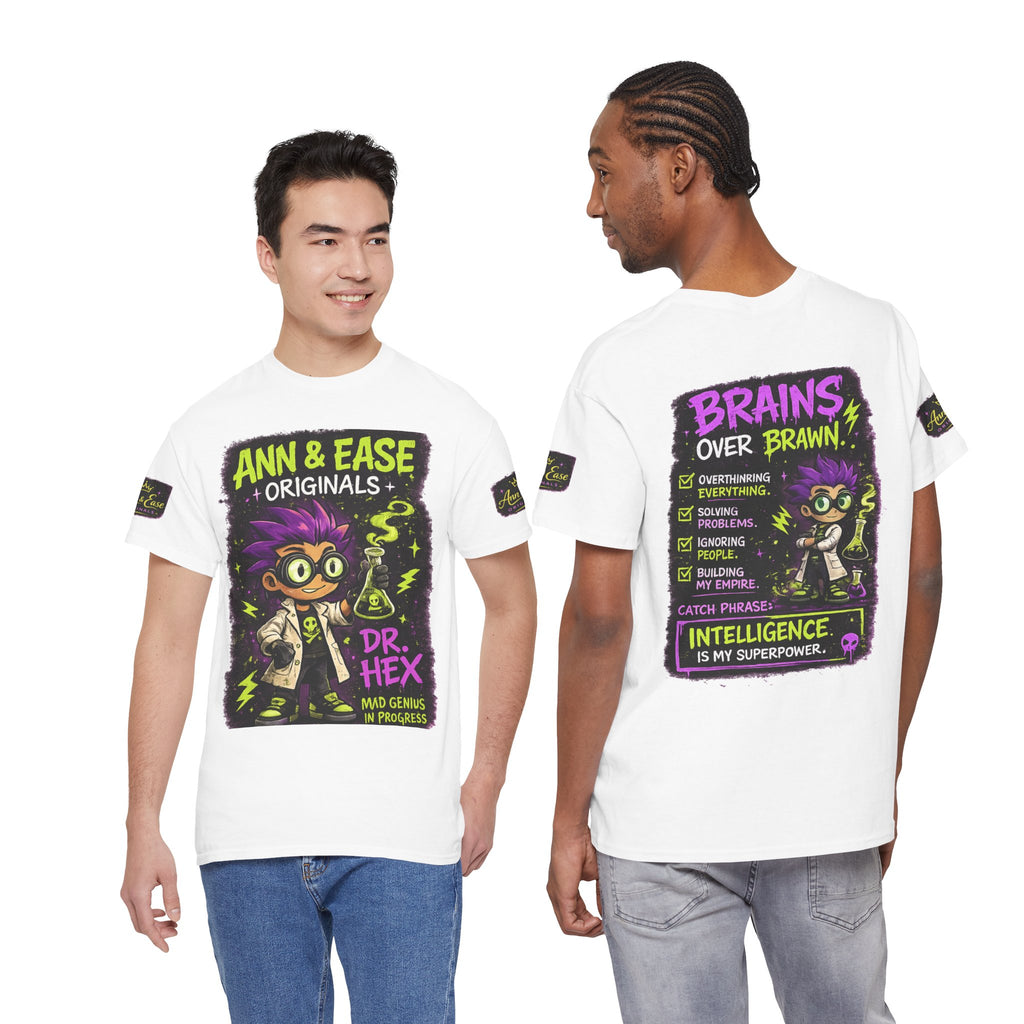 Dr. Hex Mad Scientist T-Shirt — 'Brains Over Brawn' Graphic Tee