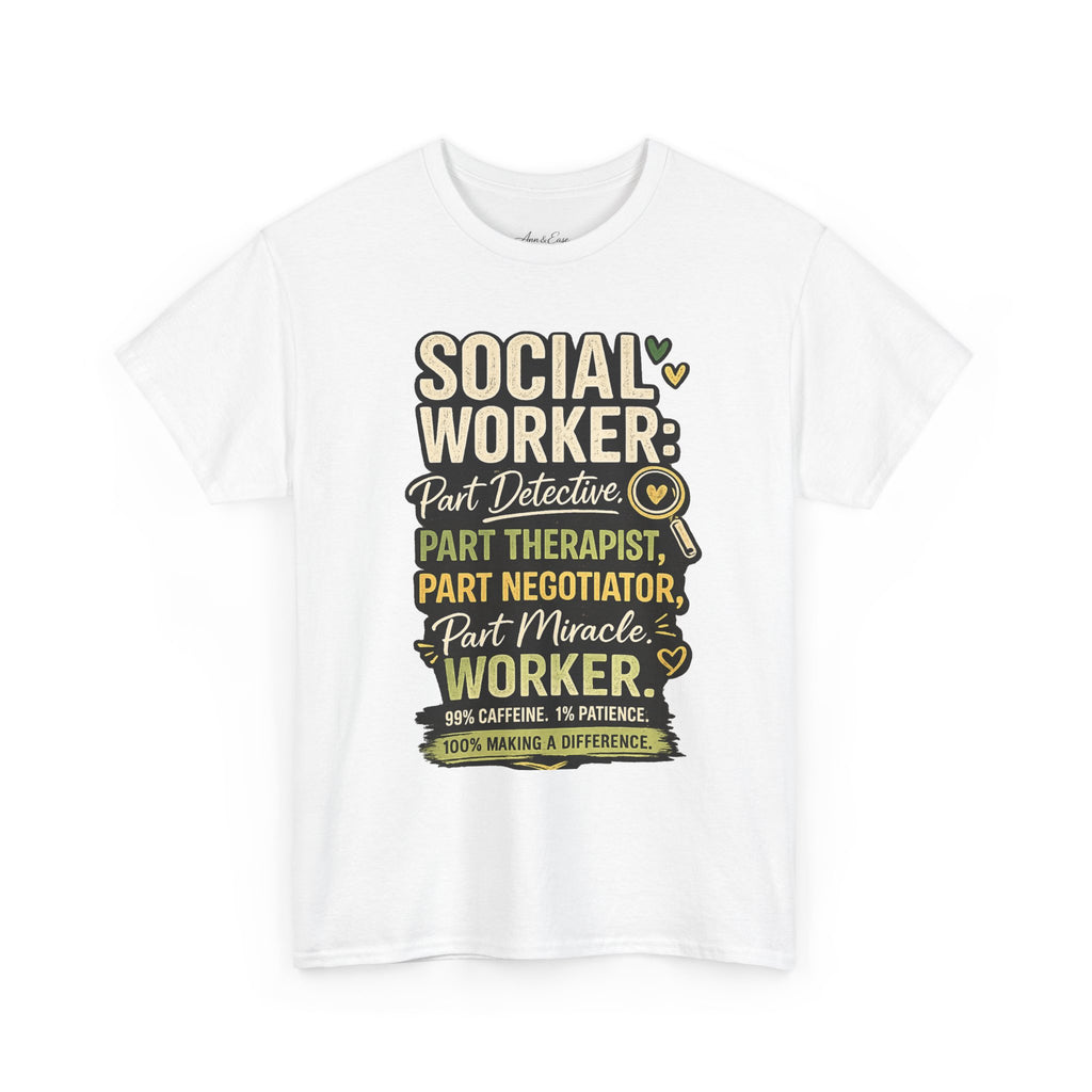 Social Worker T-Shirt – 'Social Worker: Part Detective, Part Therapist' Graphic Tee (Survival Kit Back)