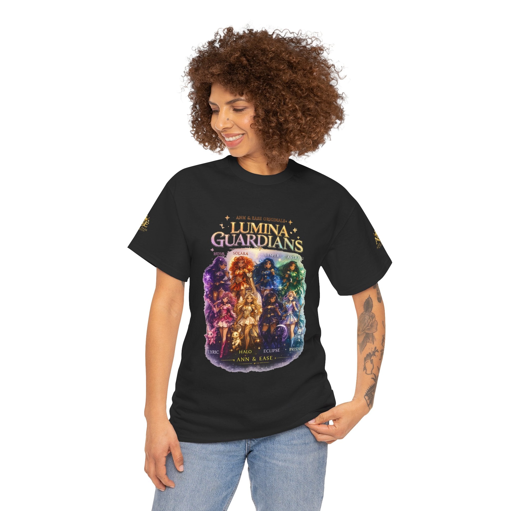 Lumina Guardians Graphic Tee — Colorful Fantasy Character Poster T‑Shirt