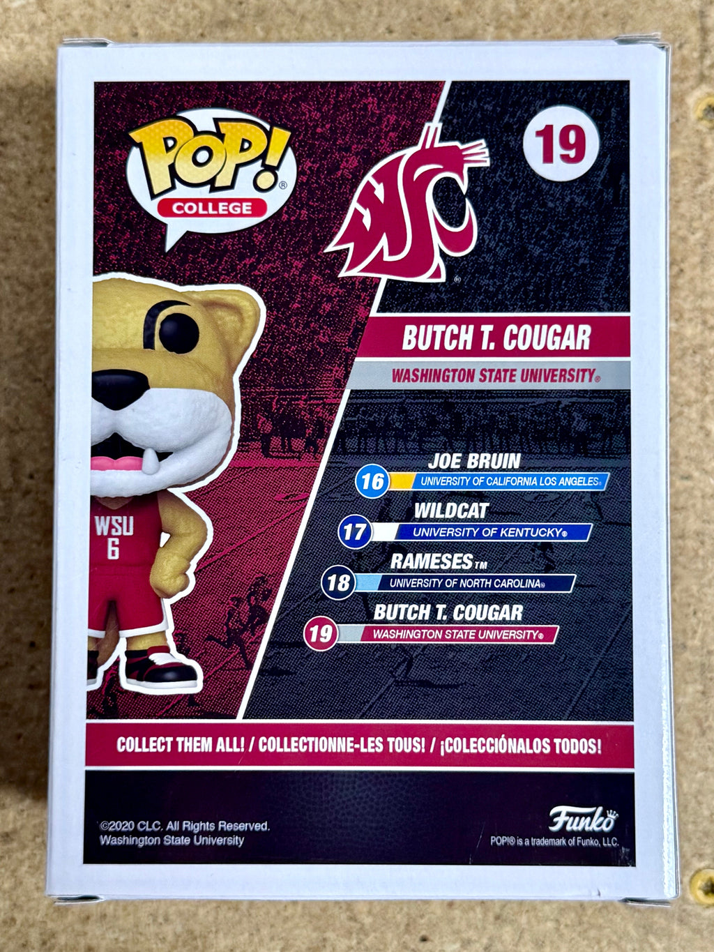 Ryan Leaf autografió NCAA Butch Cougar #19 WSU Washington State Funko Pop con COA de JSA