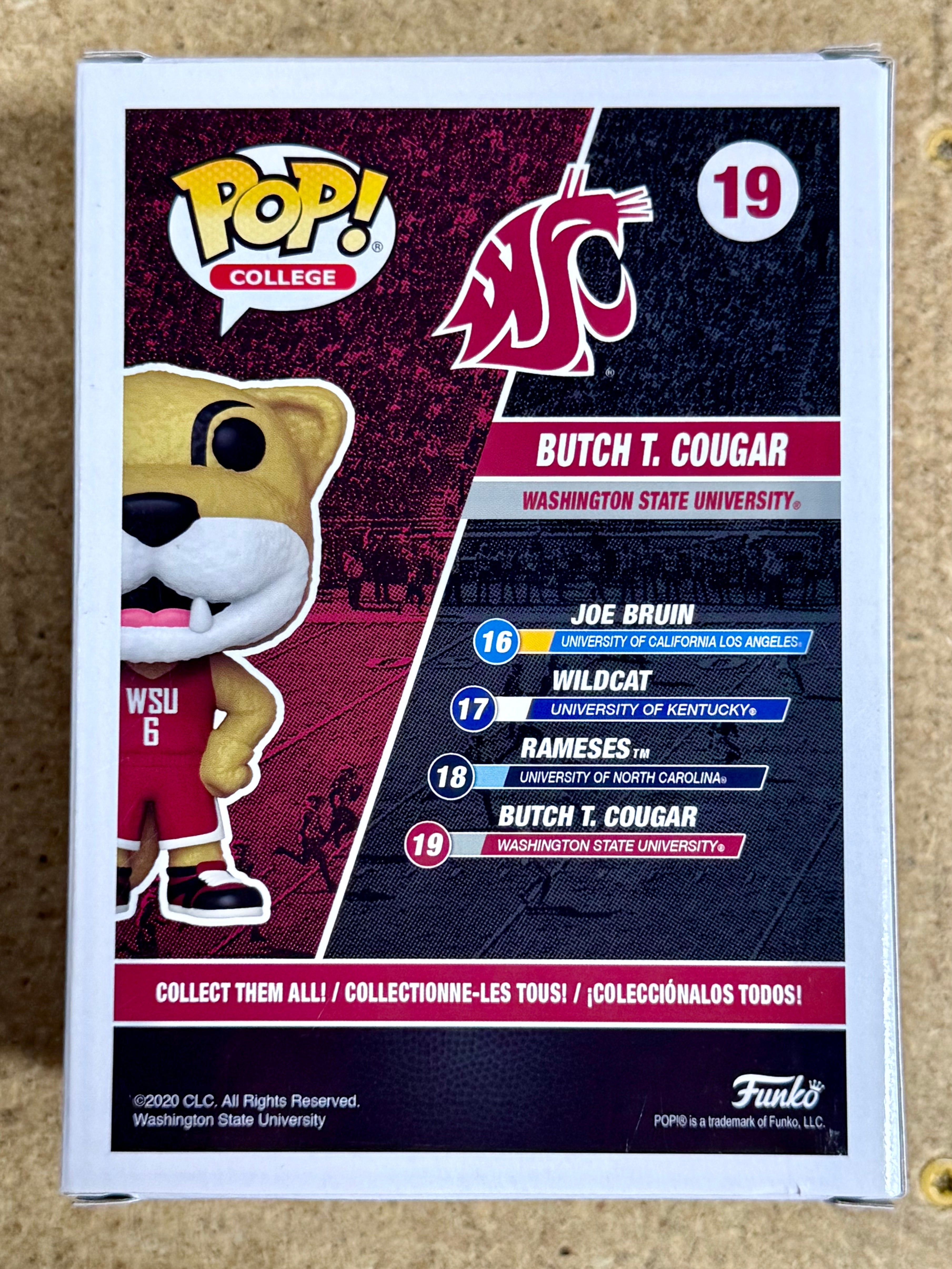 Ryan Leaf autografió NCAA Butch Cougar #19 WSU Washington State Funko Pop con COA de JSA
