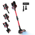 Aspiradora inalámbrica, aspiradora de mano ligera, aspiradora de piso vertical, trapeador a batería con iluminación, 2 velocidades, succión de 12000 PA, 4 herramientas, moun
