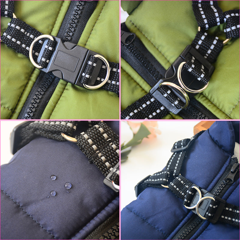 Waterproof Dog Coat with Harness — 7 Colors, Sizes XS–4XL