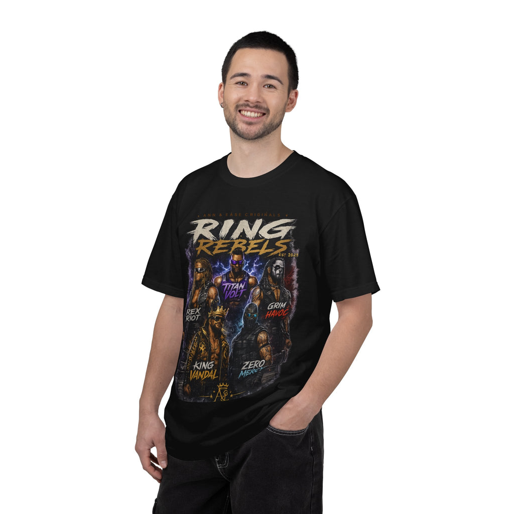 Playera — Camiseta gráfica Ring Rebels (Rex Riot, Titan Bolt, Grim Havoc, King Vandal, Zero Mercy)