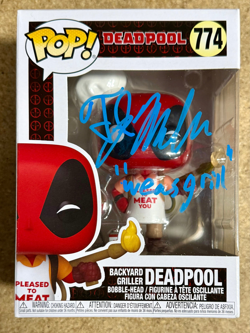 TJ Miller “Weasel” Signed Backyard Griller Deadpool Funko Pop #774 With JSA COA