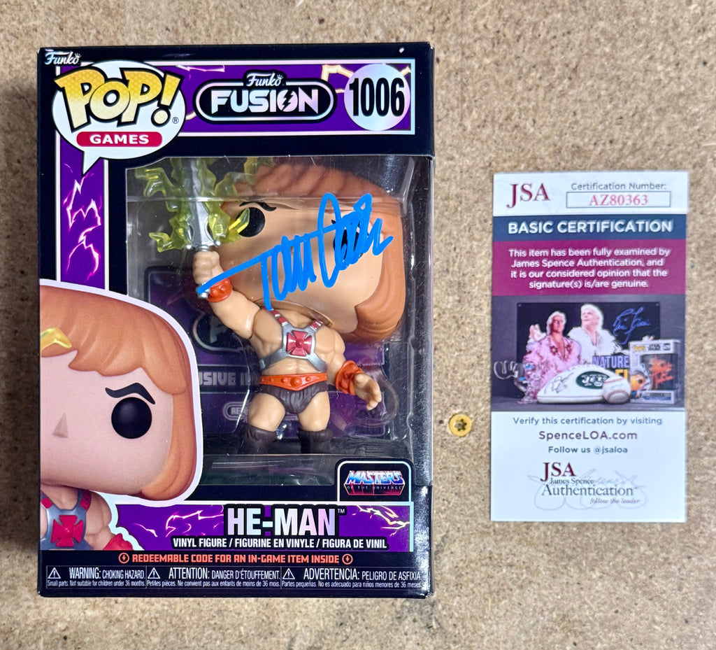 Tom Cook firmó un Funko Pop! #1006 de He-Man Masters Of The Universe con certificado de autenticidad JSA