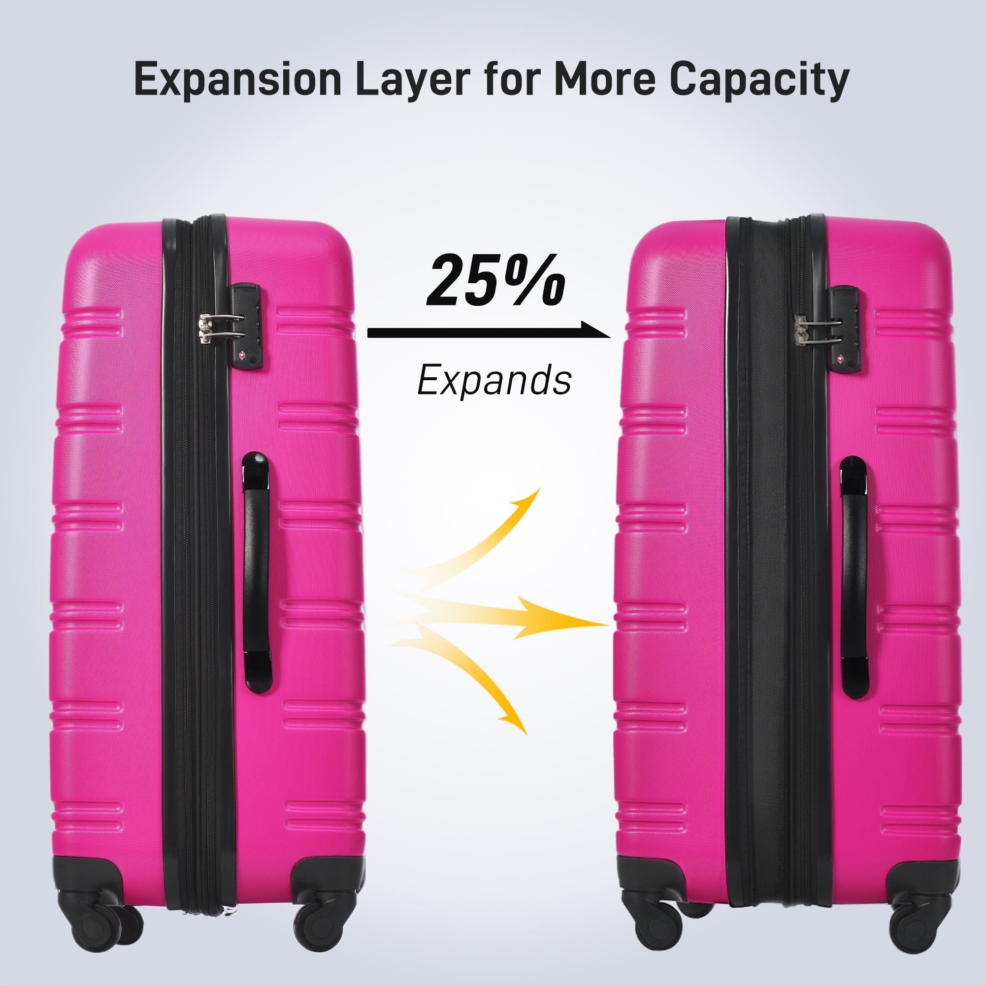 Hardshell Luggage Sets 2 Pieces + Bag Spinner Suitcase With TSA Lock Lightweight - Pink