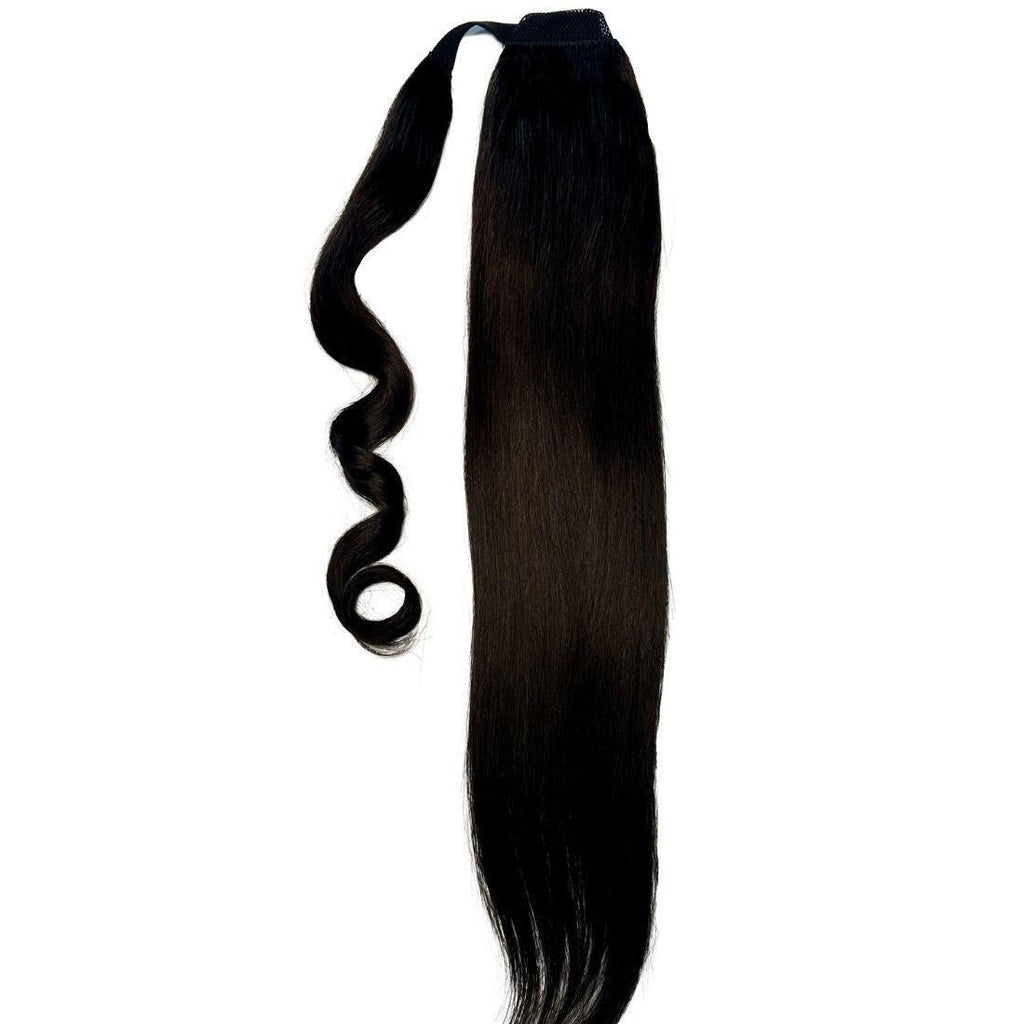 Extensión de cola de caballo de cabello 100% humano negro natural