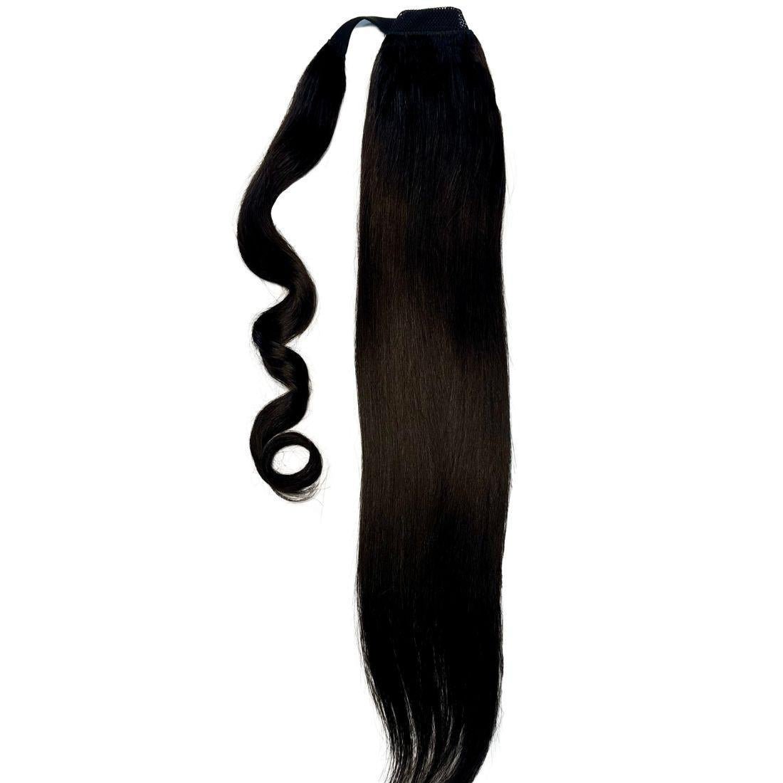Extensión de cola de caballo de cabello 100% humano negro natural