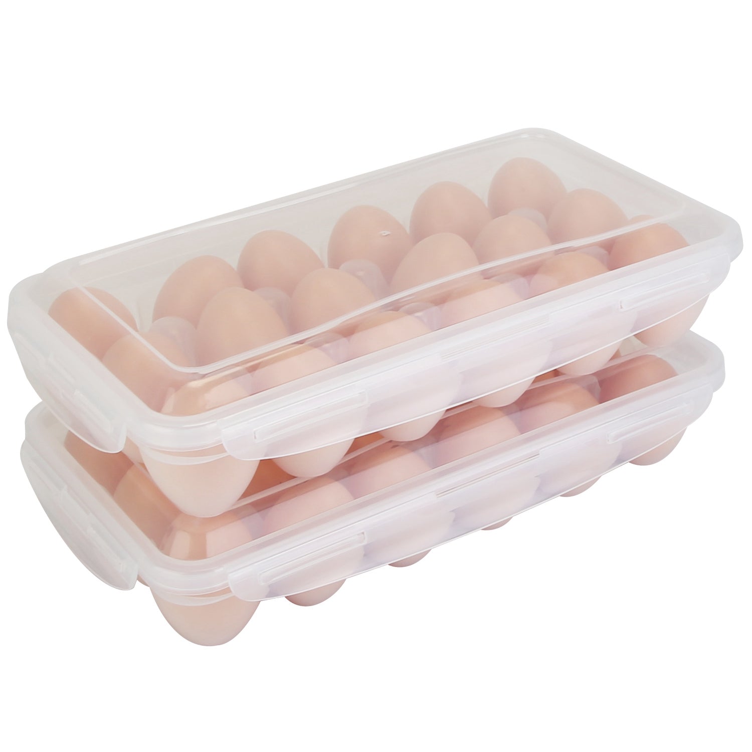 2 recipientes de plástico apilables para guardar huevos, caja de almacenamiento de huevos, para refrigerador, 18 cavidades por recipiente, apto para lavavajillas