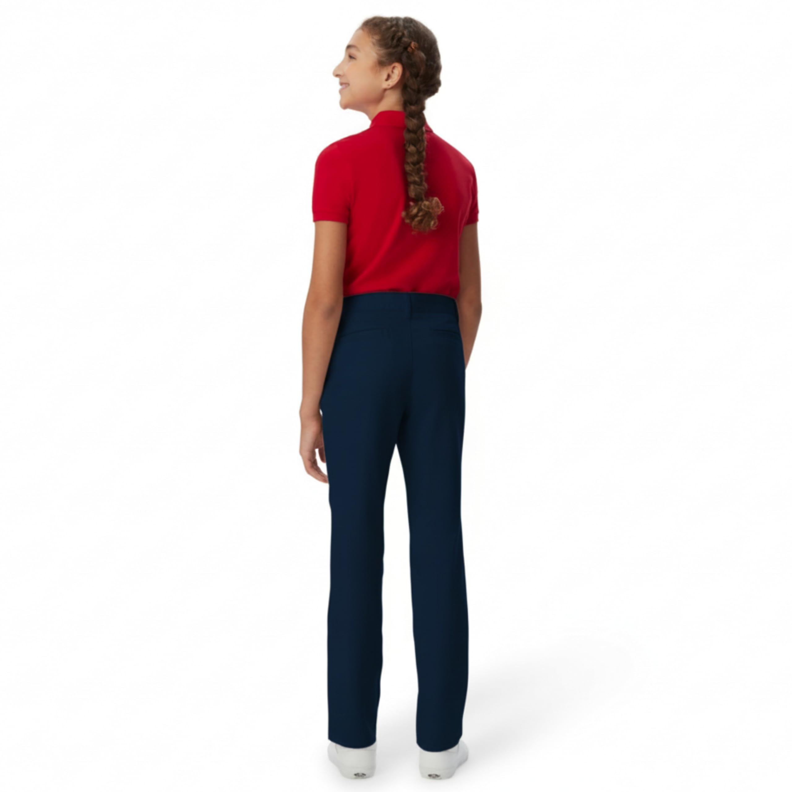 French Toast Girls' Straight Fit Stretch Twill Pant | Adjustable waist, Reinforced knees, Offerend in Standard & Plus sizes, Straight leg school uniform pant