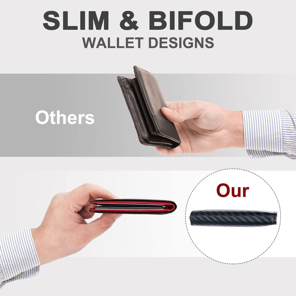 Cartera delgada Chelmon para hombre con ventana de identificación y bloqueo RFID, tarjetero minimalista plegable de bolsillo frontal para tarjetas de visita, regalo para hombres
