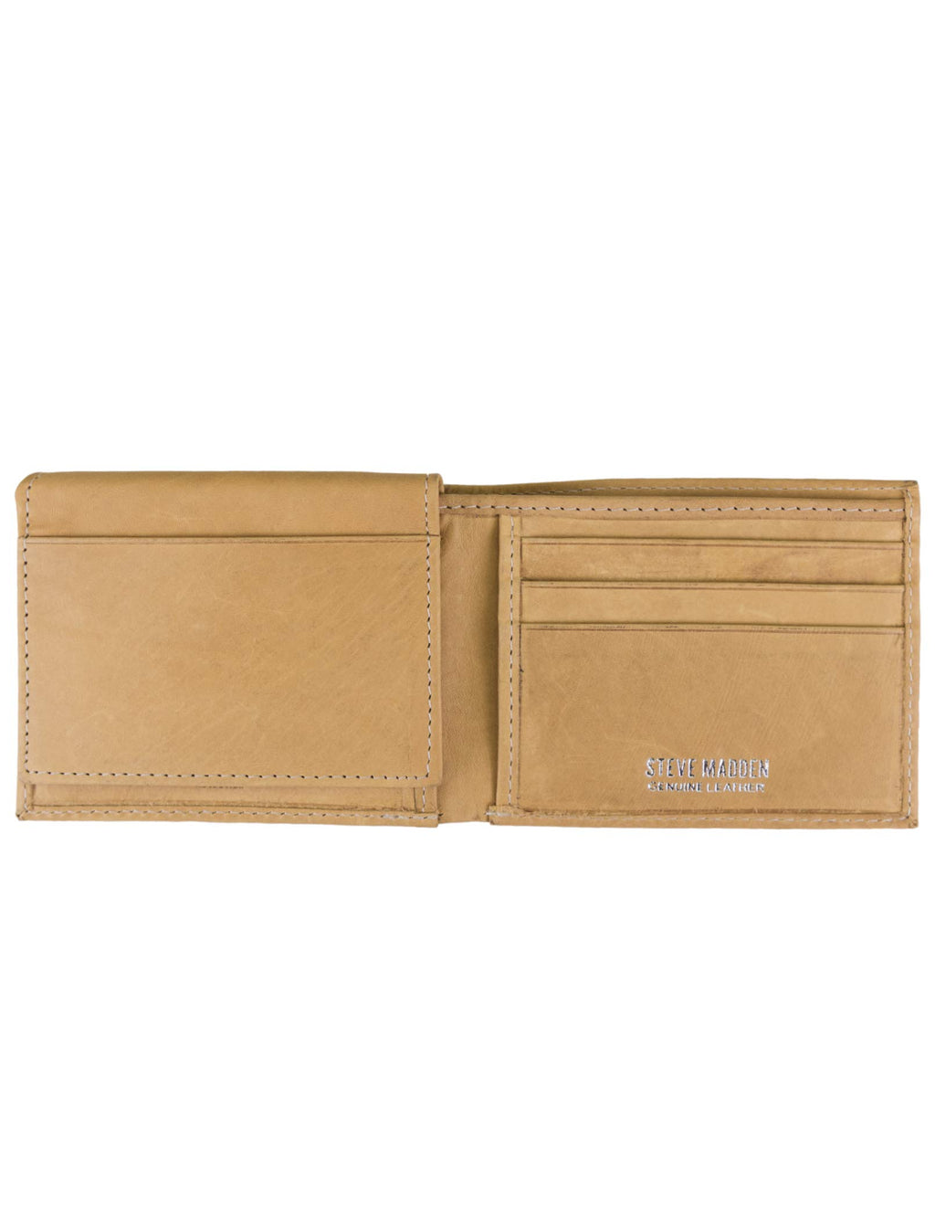 Steve Madden Men's Slim Leather Wallet with Extra Capacity Attached Flip Pockets