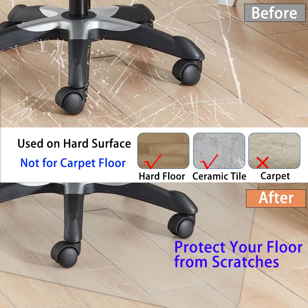 Alfombrilla para silla de oficina Kasepie de PVC esmerilado de 1,5 mm de grosor, para suelos duros, no apta para suelos de moqueta - Alfombrilla protectora para baldosas de madera de 45 x 53 pulgadas (114x135 cm)