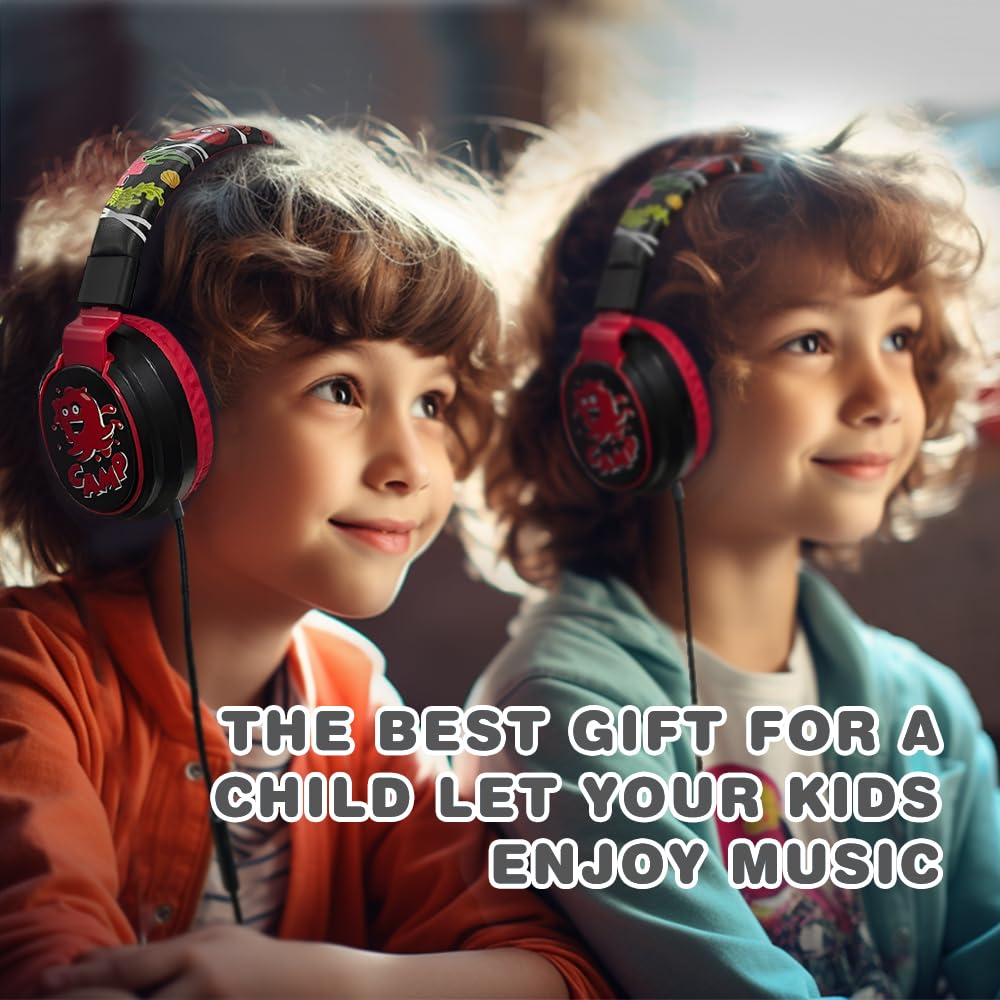 Auriculares para niños con volumen limitado a 85/94 dB - Auriculares con cable plegables para colocar sobre la oreja con micrófono, color rosa