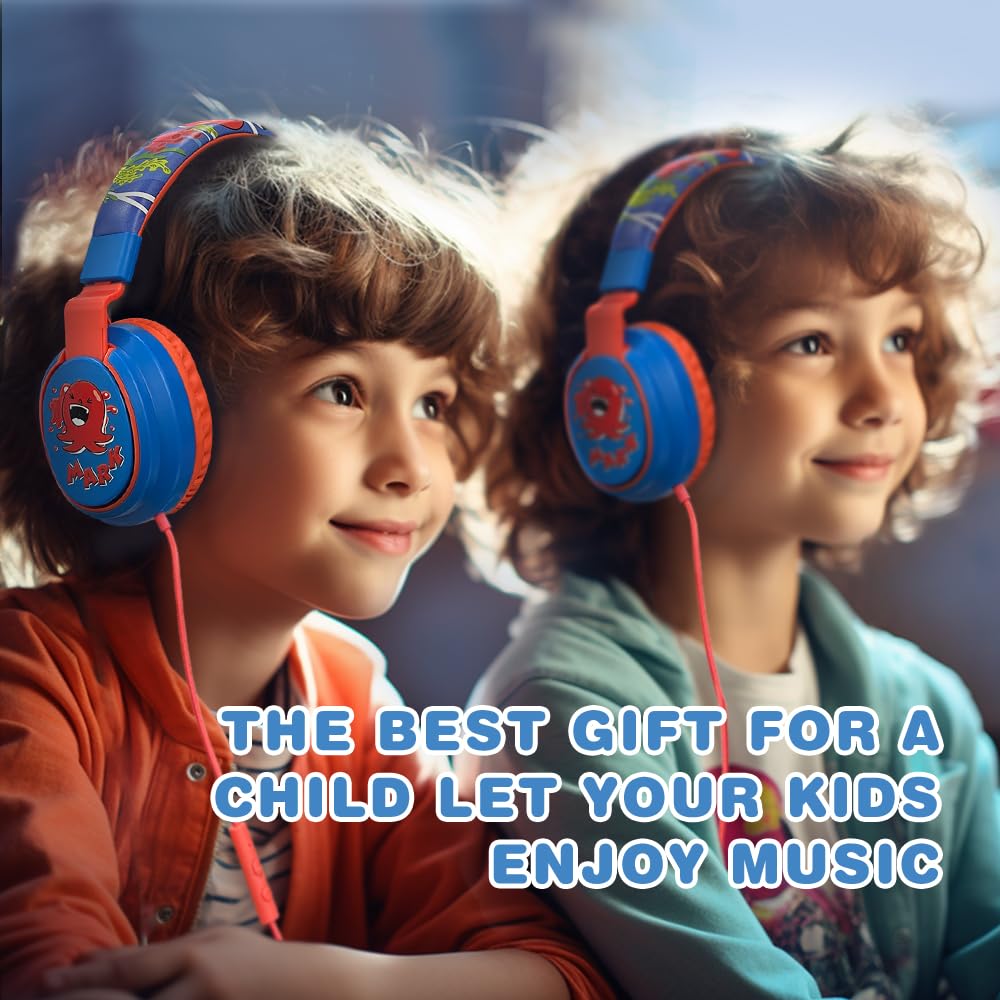 Auriculares para niños con volumen limitado a 85/94 dB - Auriculares con cable plegables para colocar sobre la oreja con micrófono, color rosa