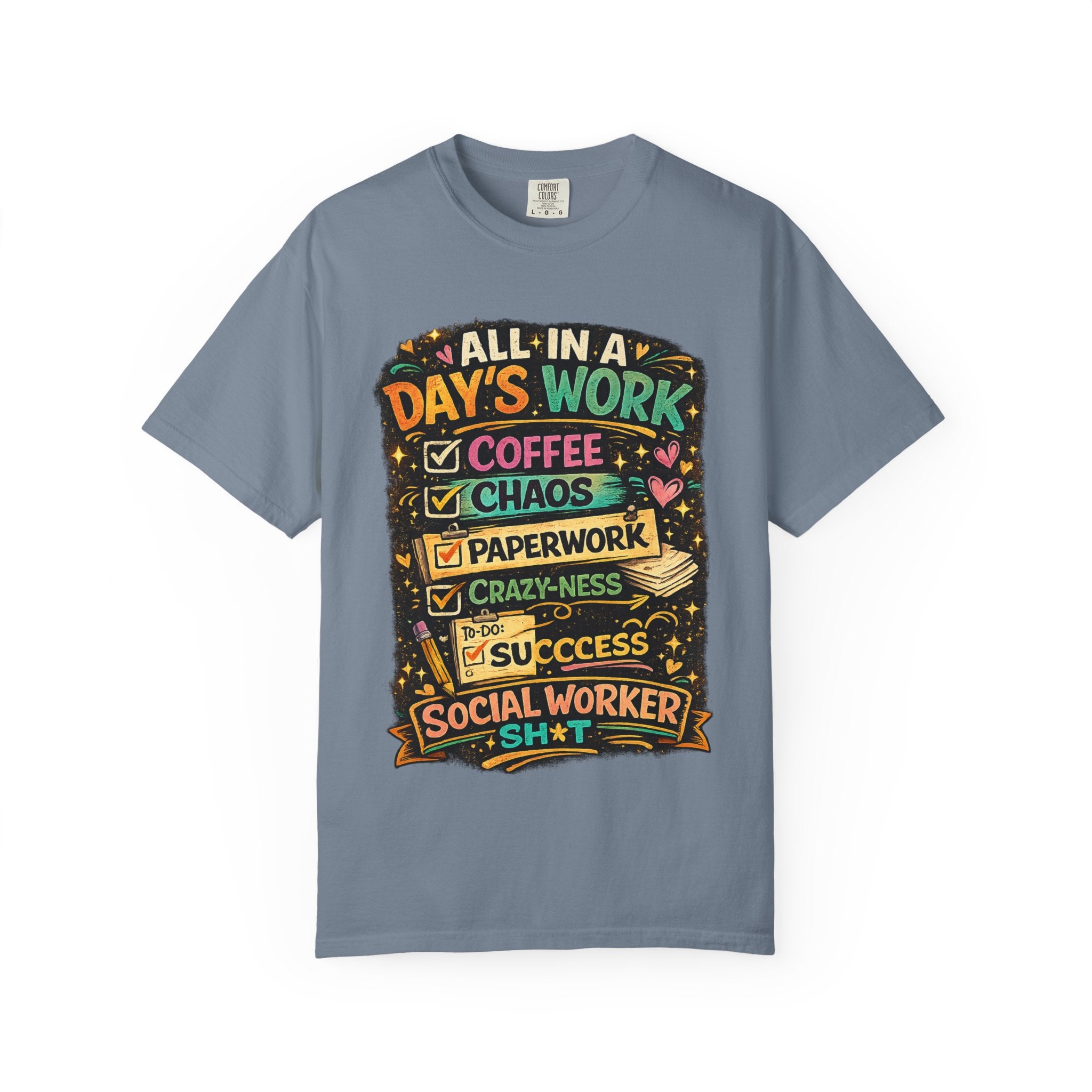 Social Worker T-Shirt — "All In a Day's Work" Checklist Tee