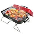 Parrilla de carbón portátil para exteriores, parrilla de mesa pequeña, ahumador de barbacoa plegable con tapa para patio trasero, camping, picnics, playa
