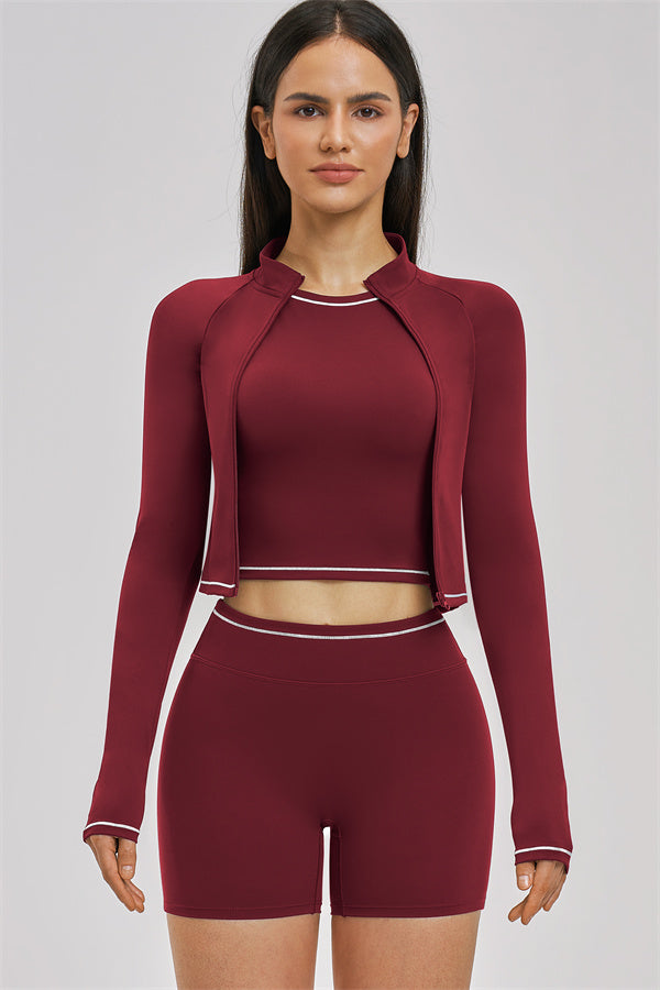 Conjunto de 3 piezas de chaqueta, top corto y pantalón corto Unbound