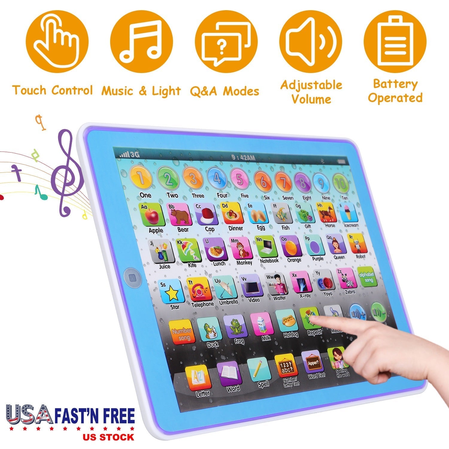 Kid Baby Toddler Tablet Toy Educational Learning Study Tablet Pad Gift for Aged 2 3 4 5 6 7 Girls Boys