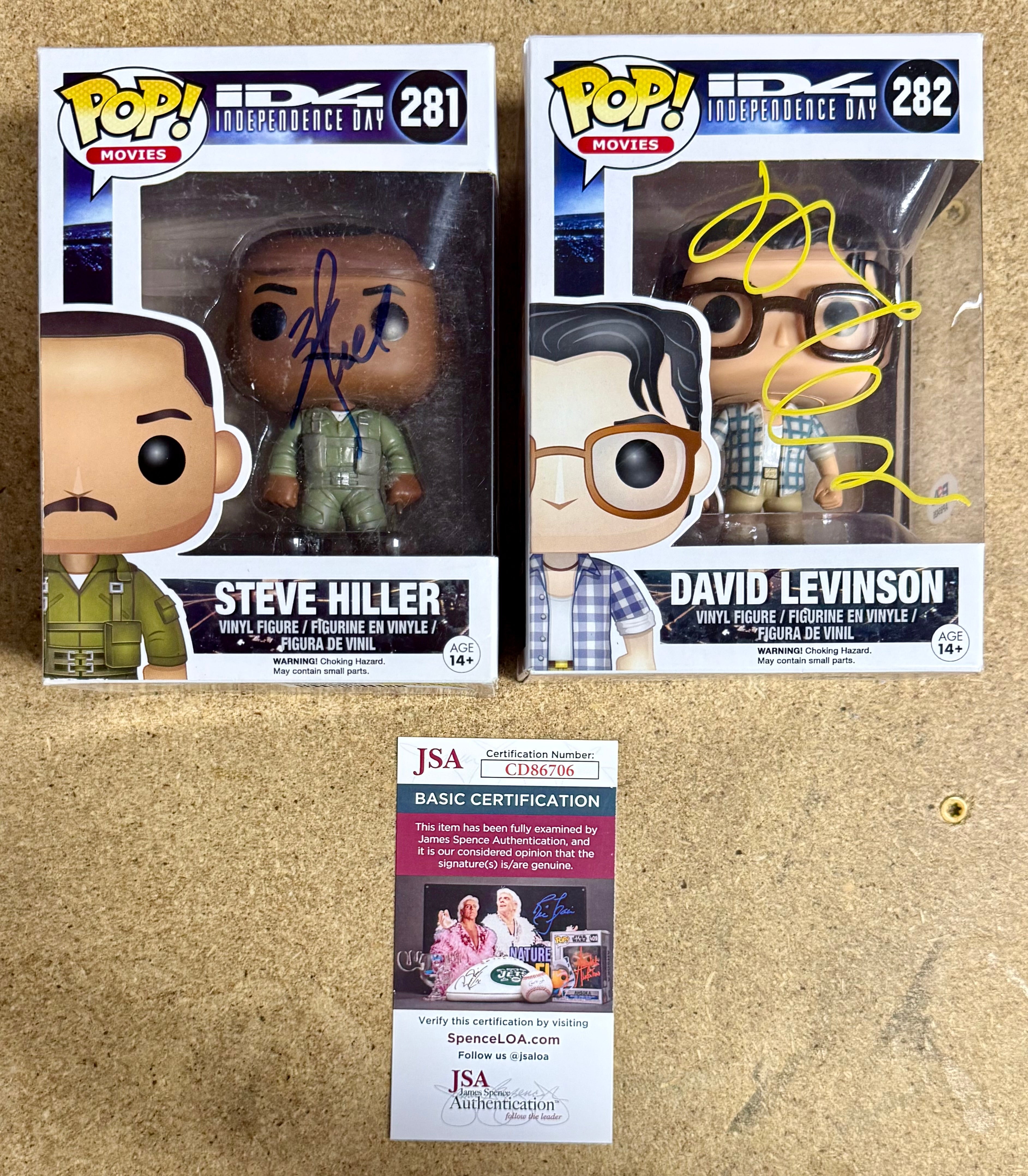 Will Smith (Steve Hiller) & Jeff Goldblum (David Levinson) Funko Pop! de Independence Day Autografiado! Juego de 2 con COA de JSA y PSA