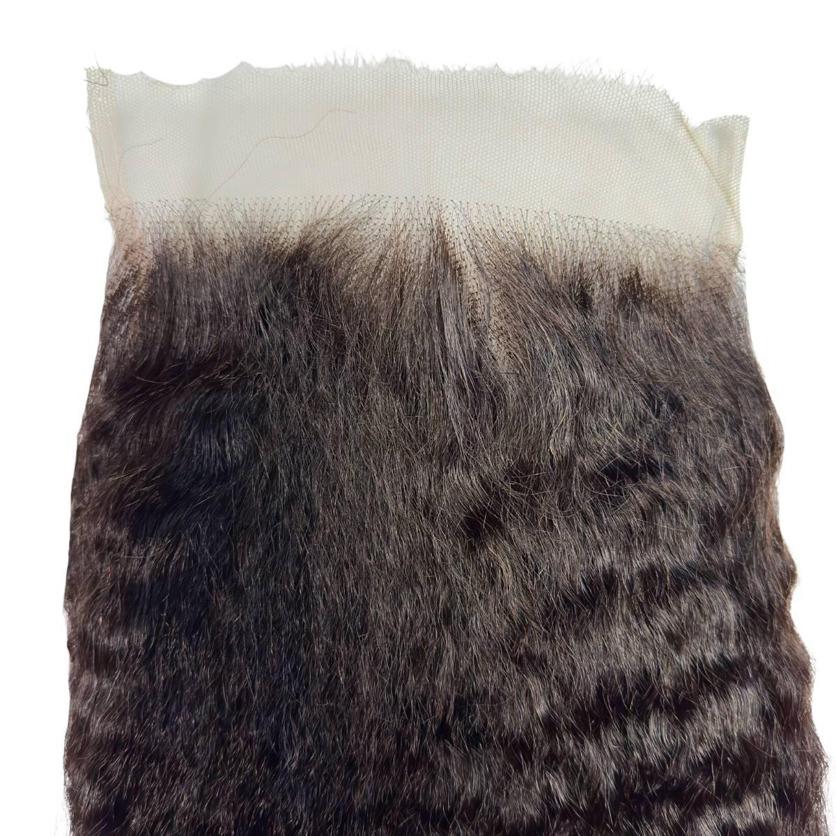 Cierre de cabello humano con encaje HD 6x6 liso rizado