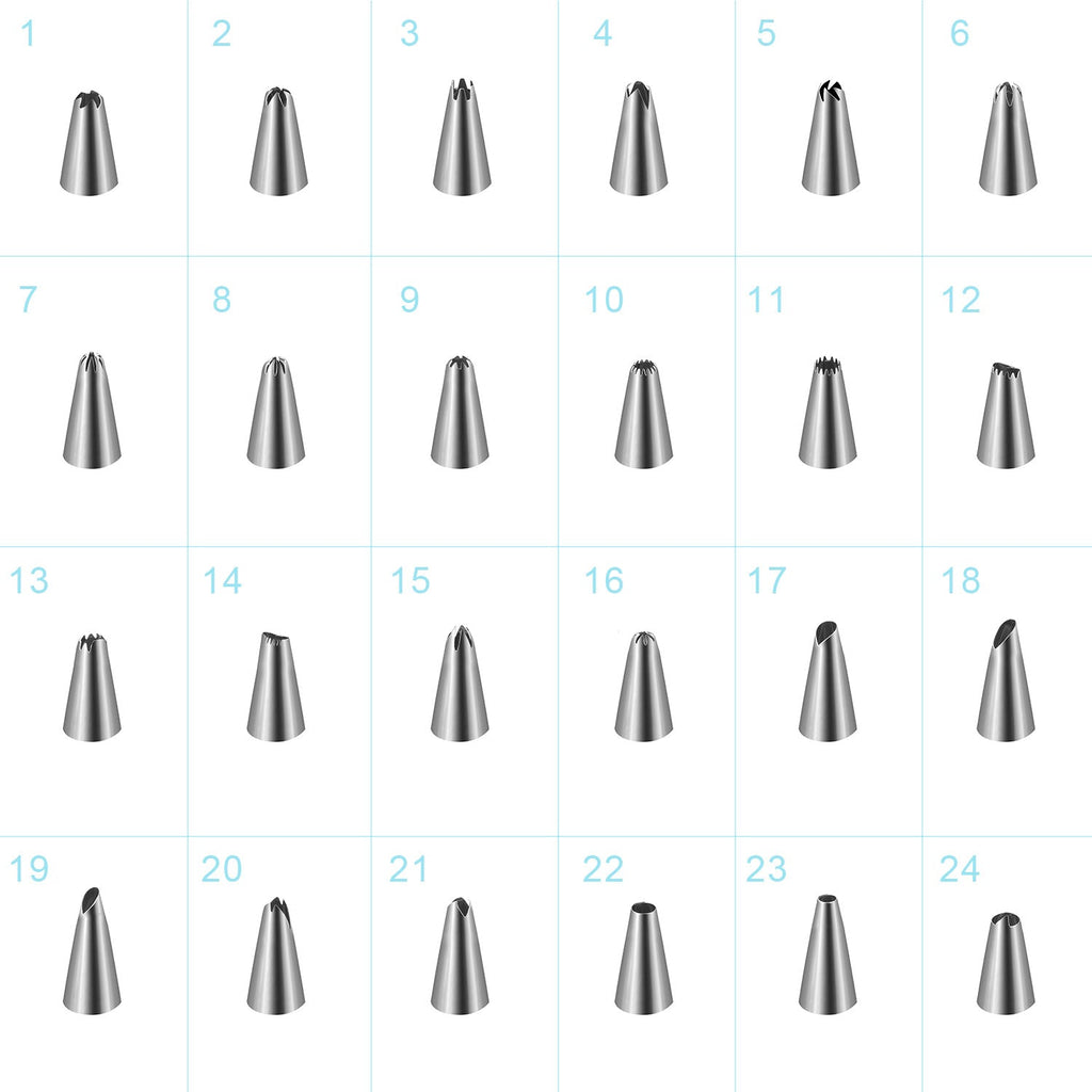 24Pcs Cake Decorating Supplies kit Stainless Steel DIY Baking Supplies Icing Tips with Pastry Bags & Disposable Coupler & Storage Case