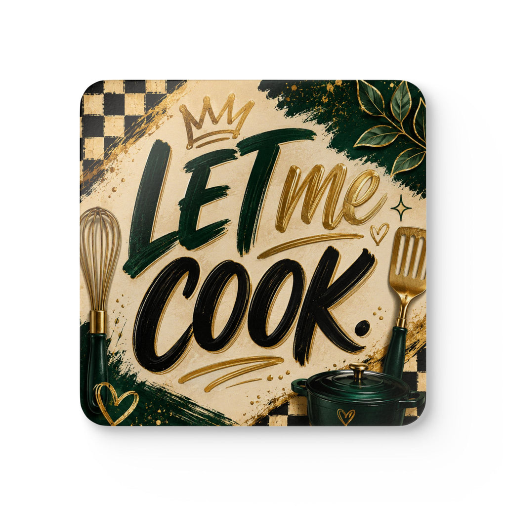 Let Me Cook Cork Coaster Set — Kitchen Drink Coasters, Chef Gift