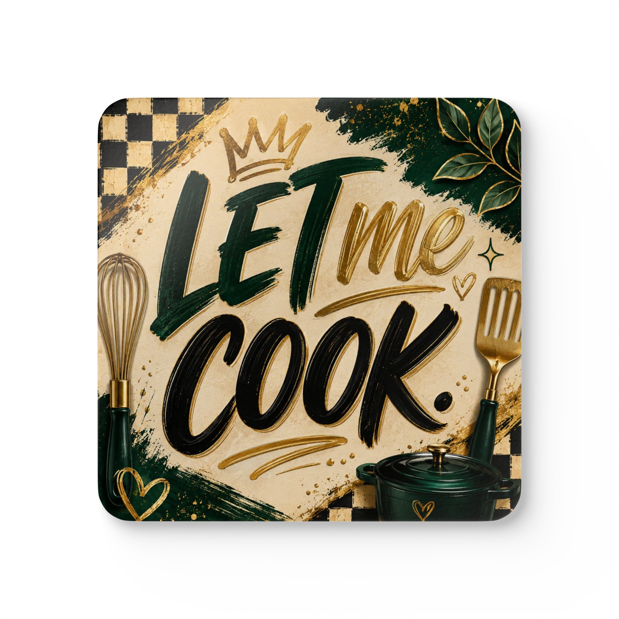 Let Me Cook Cork Coaster Set — Kitchen Drink Coasters, Chef Gift