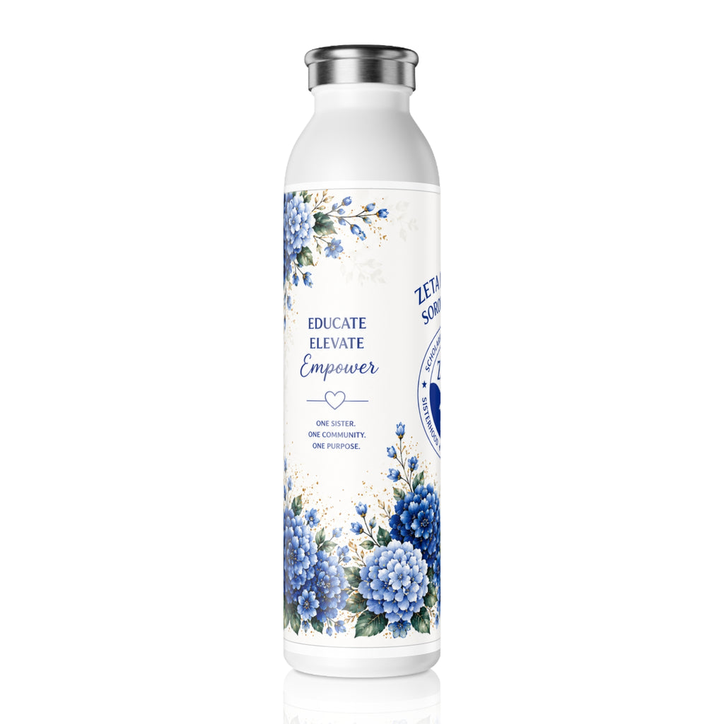 Zeta Phi Beta Floral Slim Water Bottle — Educate Elevate Empower