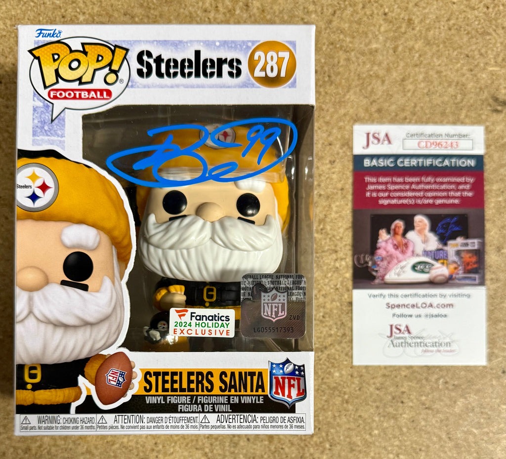 Brett Keisel Funko Pop! de Papá Noel de los Pittsburgh Steelers de la NFL firmado #287 con COA de JSA