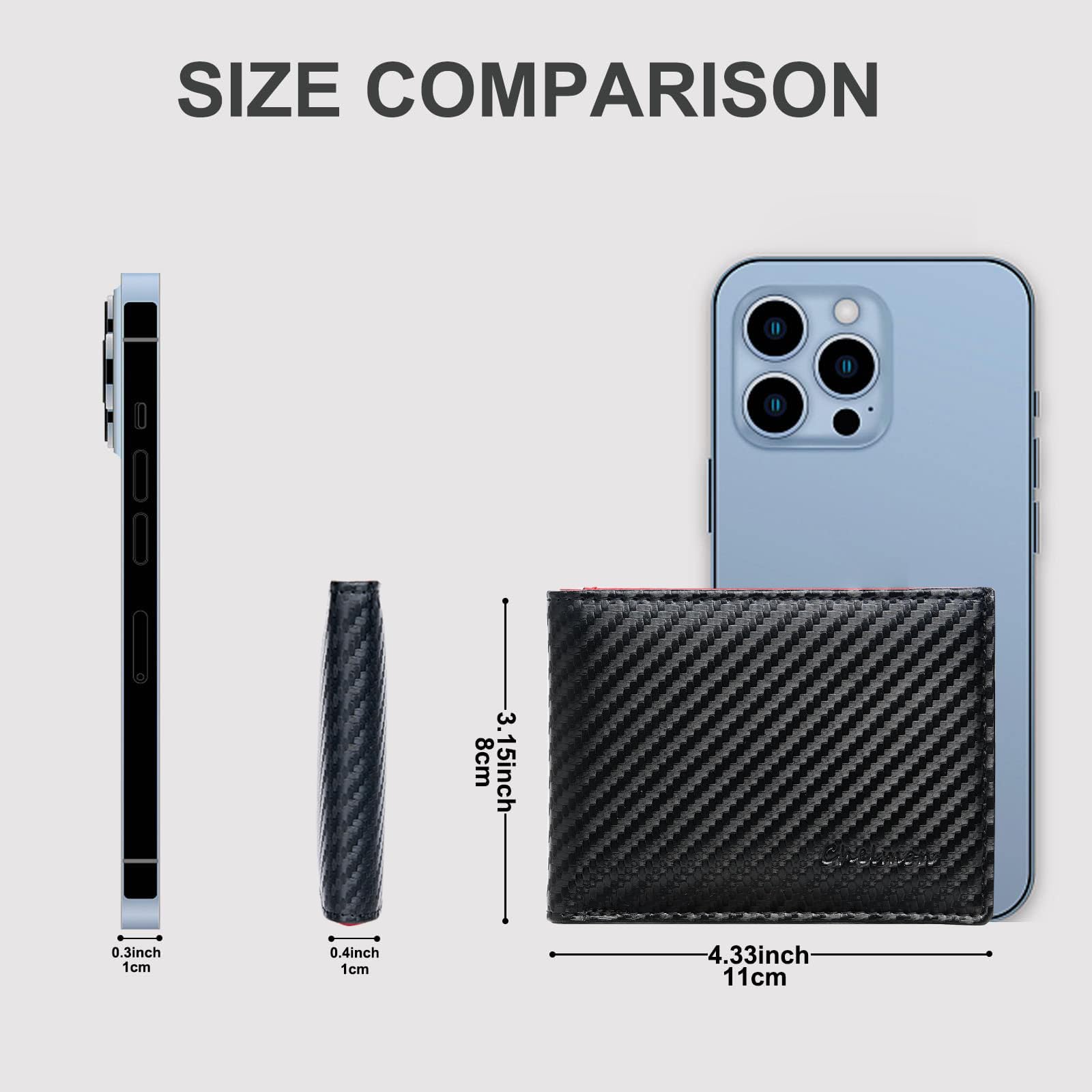 Cartera delgada Chelmon para hombre con ventana de identificación y bloqueo RFID, tarjetero minimalista plegable de bolsillo frontal para tarjetas de visita, regalo para hombres