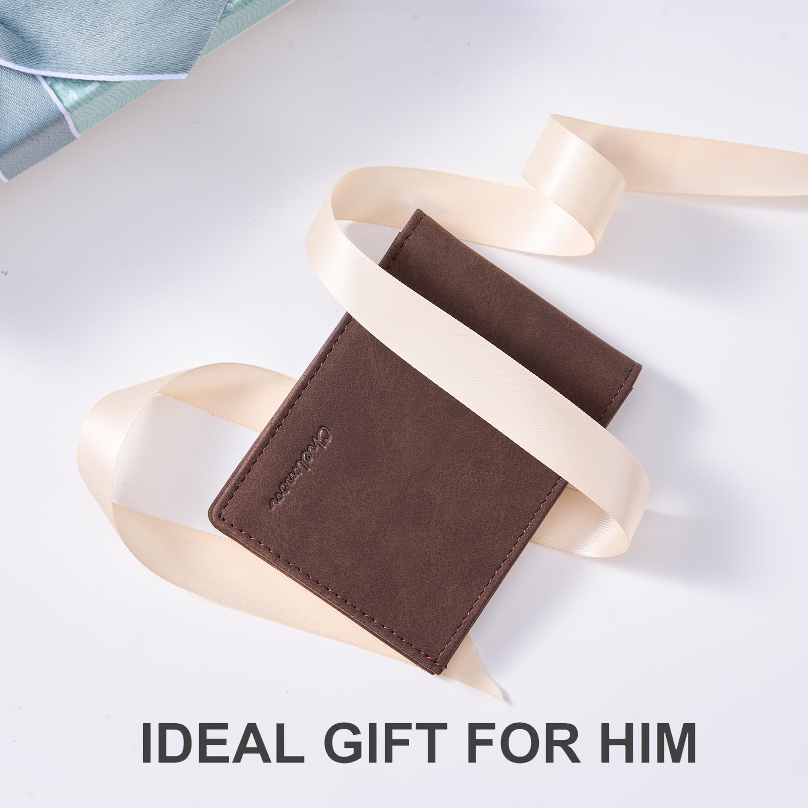 Cartera delgada Chelmon para hombre con ventana de identificación y bloqueo RFID, tarjetero minimalista plegable de bolsillo frontal para tarjetas de visita, regalo para hombres