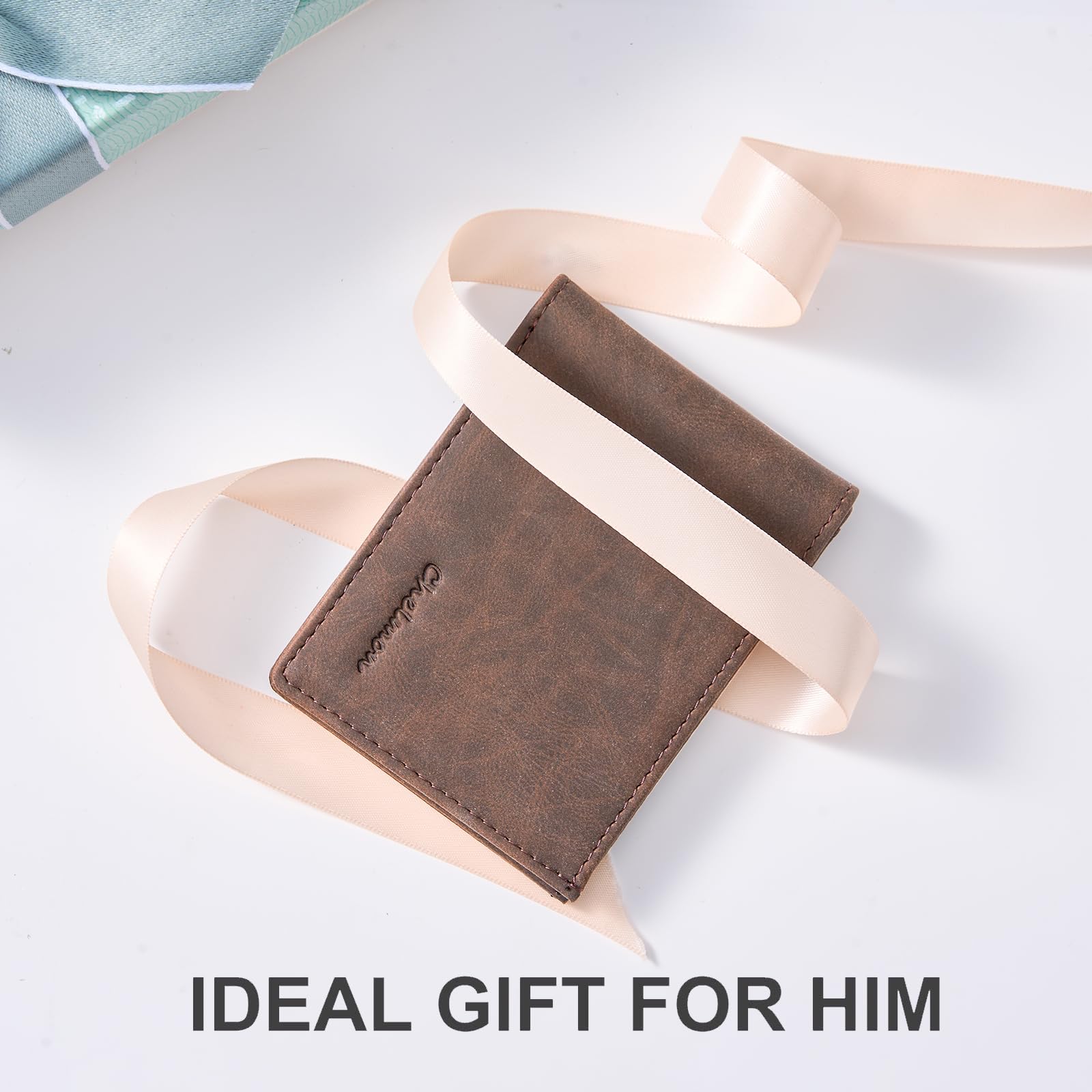 Cartera delgada Chelmon para hombre con ventana de identificación y bloqueo RFID, tarjetero minimalista plegable de bolsillo frontal para tarjetas de visita, regalo para hombres