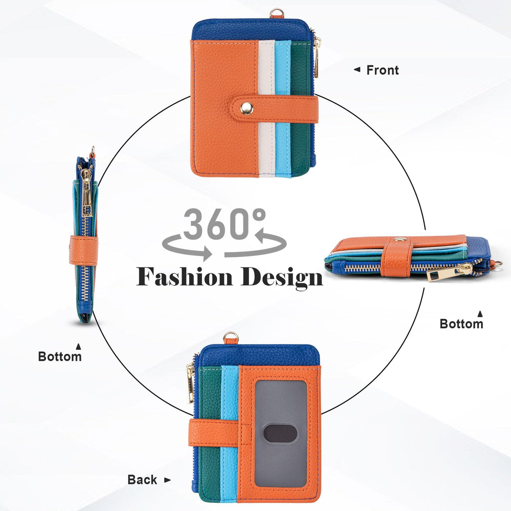 Credit Card Holder for Women, Small Keychain Wristlet Wallets | RFID Blocking Card Wallet with Silicone Beaded, Tassel, ID Window, Keyring and Zipper Coin Pocket