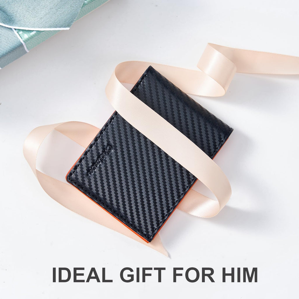 Cartera delgada Chelmon para hombre con ventana de identificación y bloqueo RFID, tarjetero minimalista plegable de bolsillo frontal para tarjetas de visita, regalo para hombres