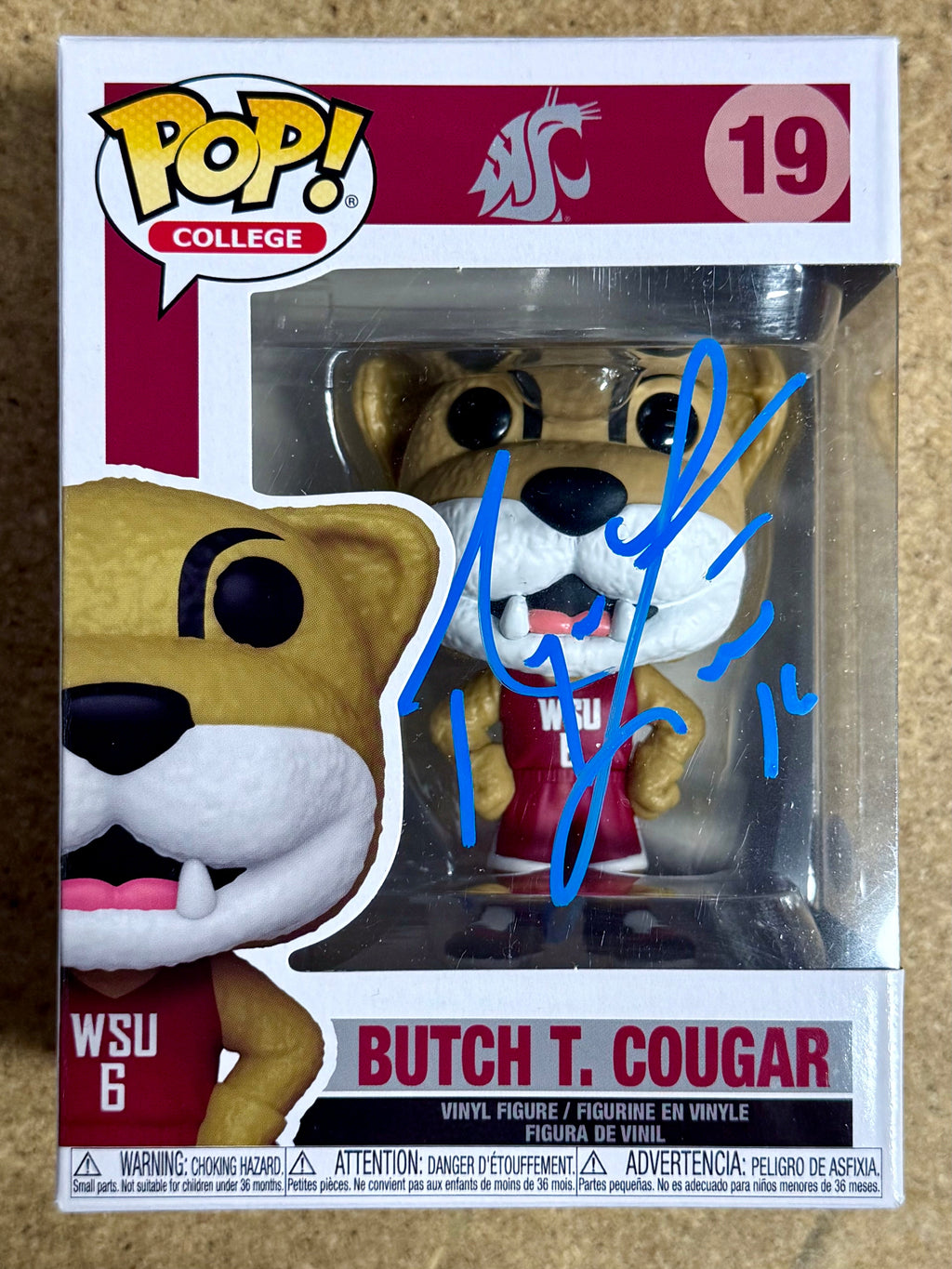 Ryan Leaf autografió NCAA Butch Cougar #19 WSU Washington State Funko Pop con COA de JSA