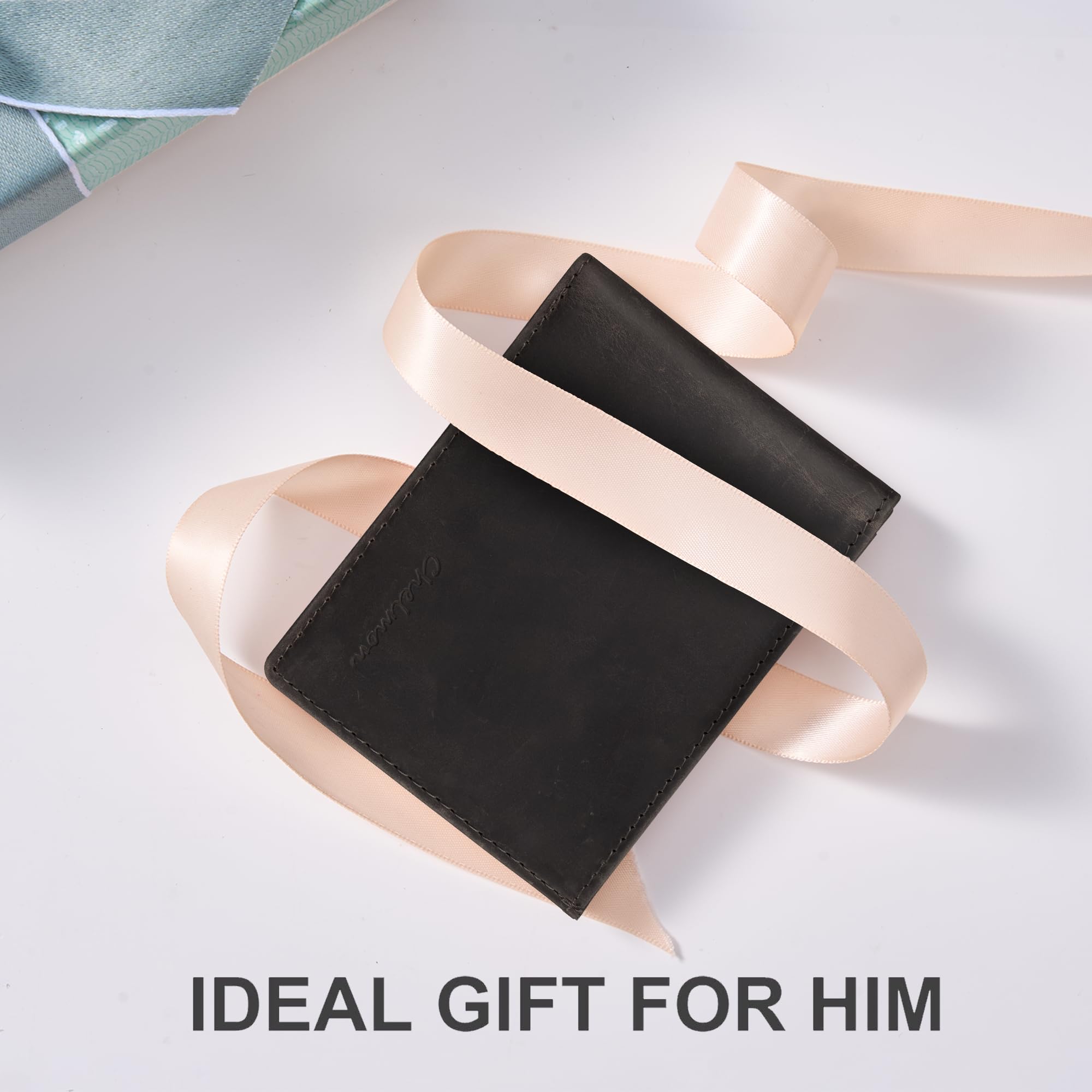Cartera delgada Chelmon para hombre con ventana de identificación y bloqueo RFID, tarjetero minimalista plegable de bolsillo frontal para tarjetas de visita, regalo para hombres