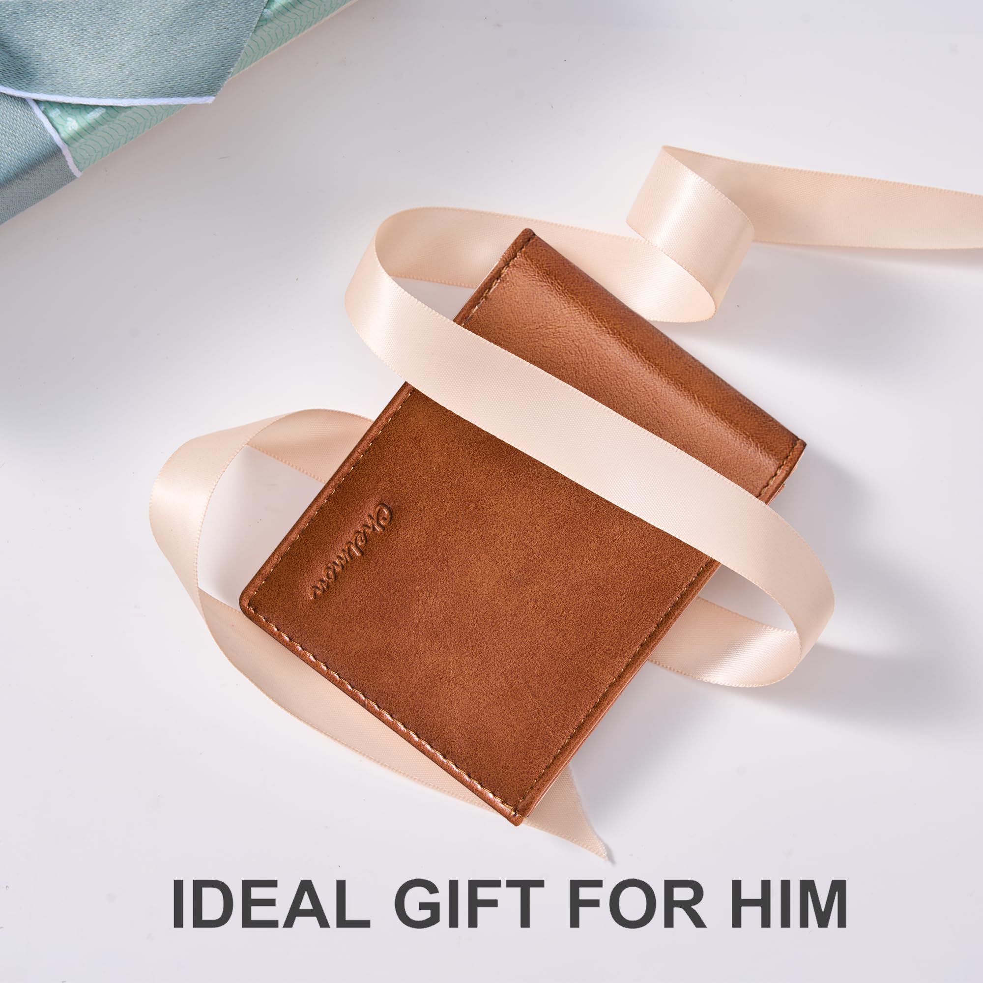 Cartera delgada Chelmon para hombre con ventana de identificación y bloqueo RFID, tarjetero minimalista plegable de bolsillo frontal para tarjetas de visita, regalo para hombres